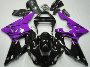 Mejores 2000-2001 Negro Llama & Morado Yamaha R1 Carenados Moto