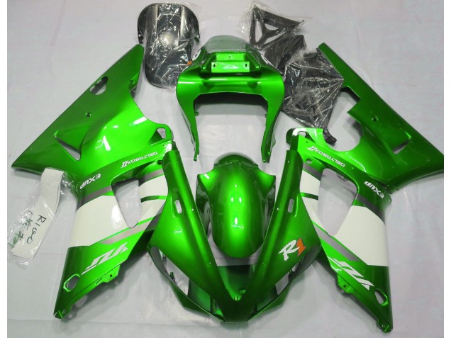 Mejores 2000-2001 Verde Eléctrico & Blanco Yamaha R1 Carenados Moto